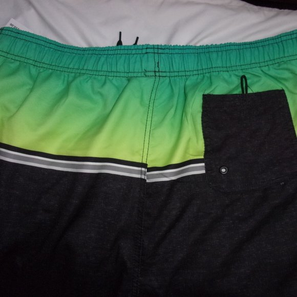 Burnside Lime and Charcoal Swim Shorts - Picture 6 of 7